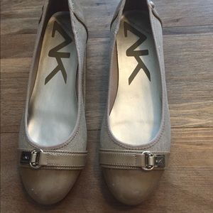 New beige cap toe flats by AK Sport - size 8.5